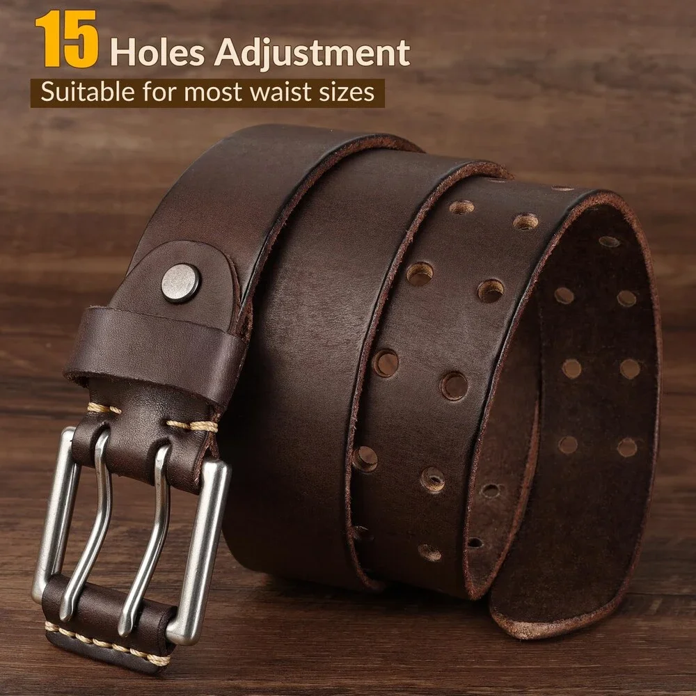 OZNDAS Men's Silver Real Leather Belts SLIVER BUCKLE/COFFEE, FOR WAIST 39